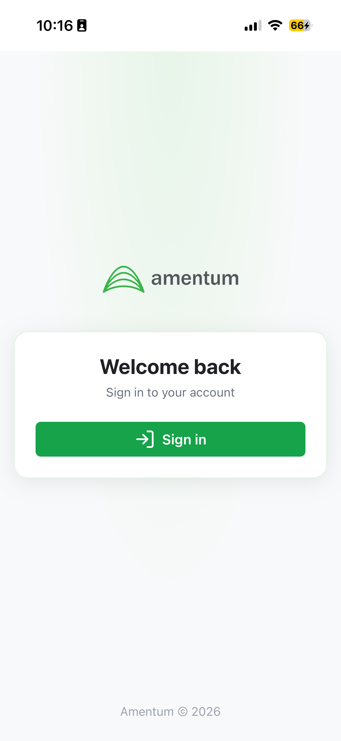 The Field-Work sign-in screen with the Sign in button
