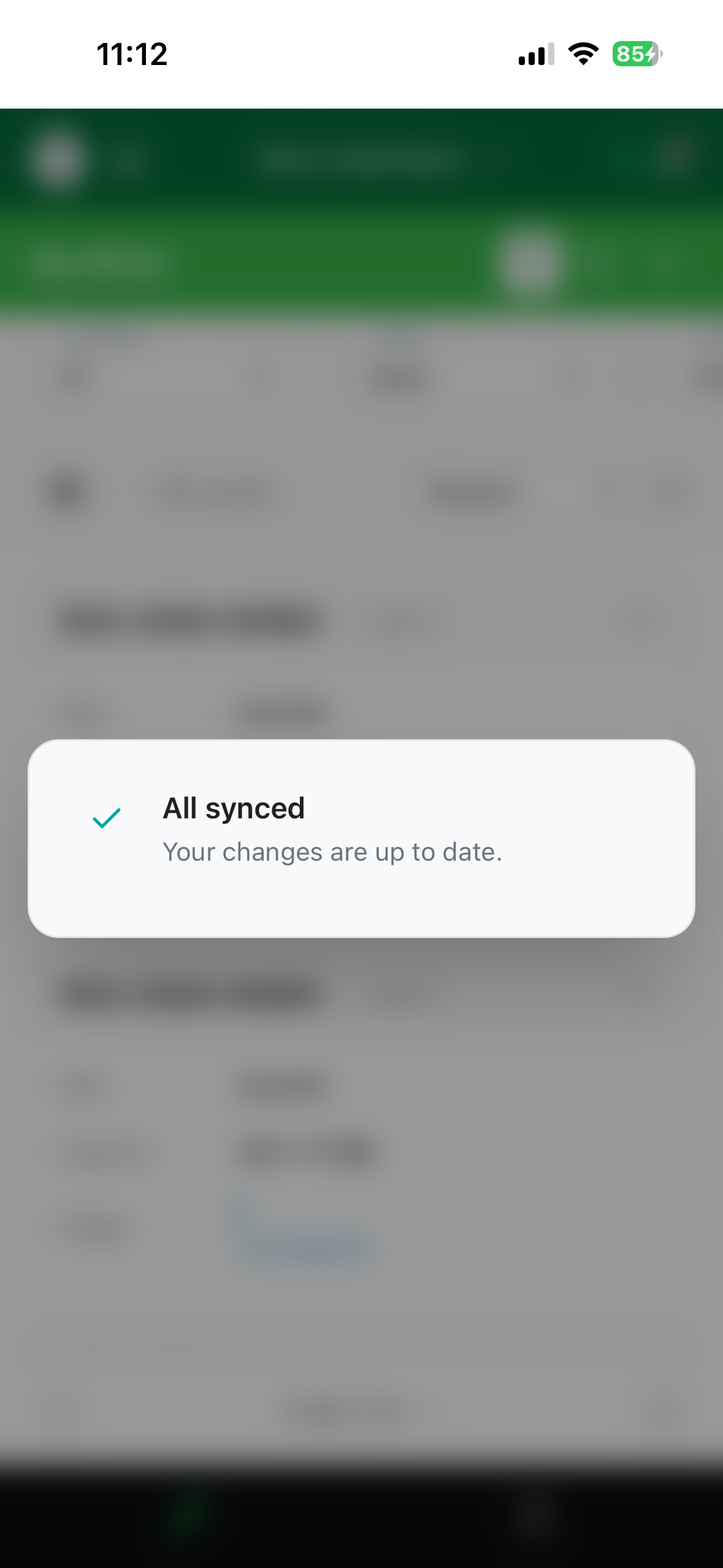 The "All synced" confirmation